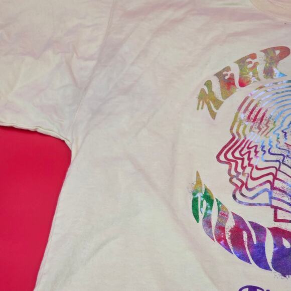 Champion Graphic T-Shirt Keep Your Mind Open Rainbow Psychedelic Print Size L - Picture 7 of 15